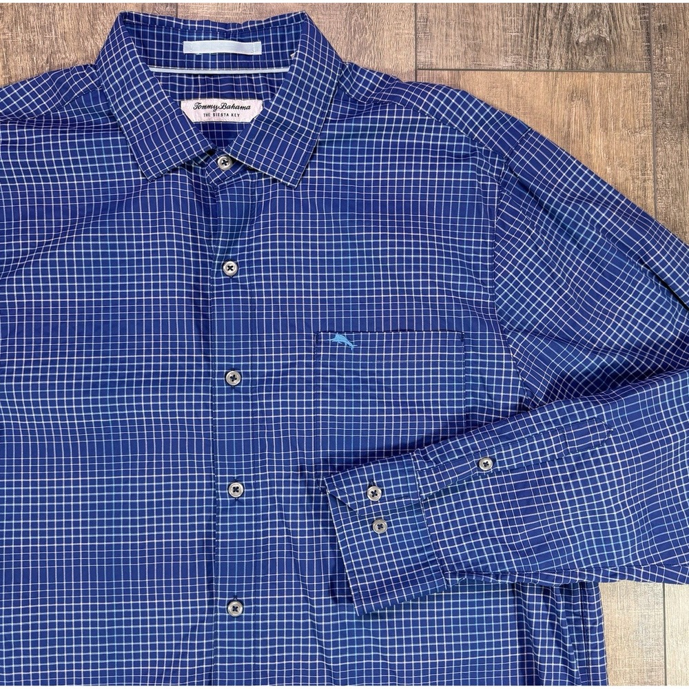 Tommy Bahama Shirt The Siesta Key Mens Med Long Sleeve Button Up Blue Nylon Vent